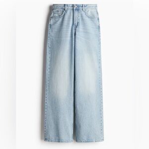 H&M high rise wide leg light blue jeans